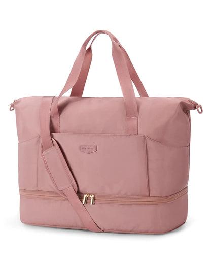 MISSNINE Stylish Expandable Weekender with Shoe Pocket - Pink