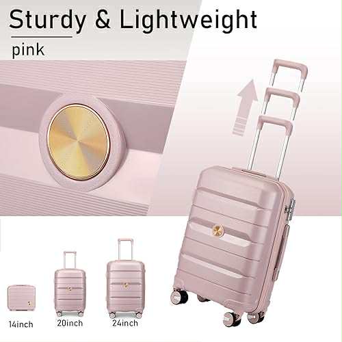 SOMAGO 3-Piece Spinner Luggage Set with TSA Lock – Nude Pink