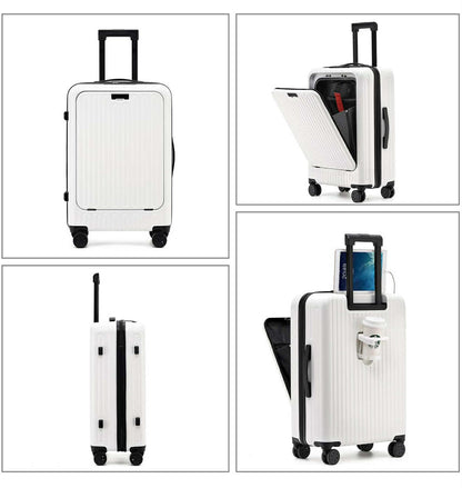 URBAN EXPLORER 20" Carry-On With USB/C Ports, Cup Holder & Front Access - White