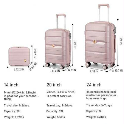 SOMAGO 3-Piece Spinner Luggage Set with TSA Lock – Nude Pink
