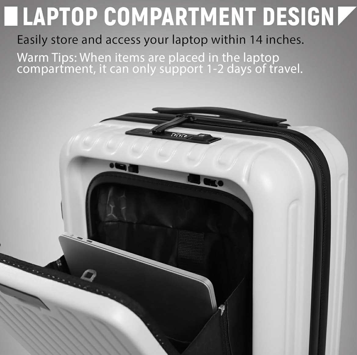 URBAN EXPLORER 20" Carry-On With USB/C Ports, Cup Holder & Front Access - White