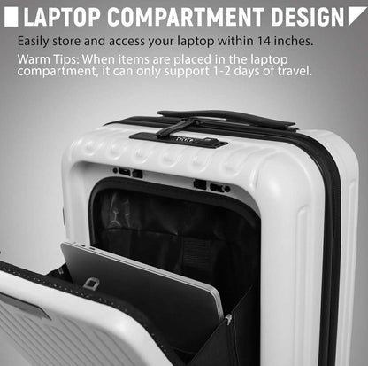 URBAN EXPLORER 20" Carry-On With USB/C Ports, Cup Holder & Front Access - White