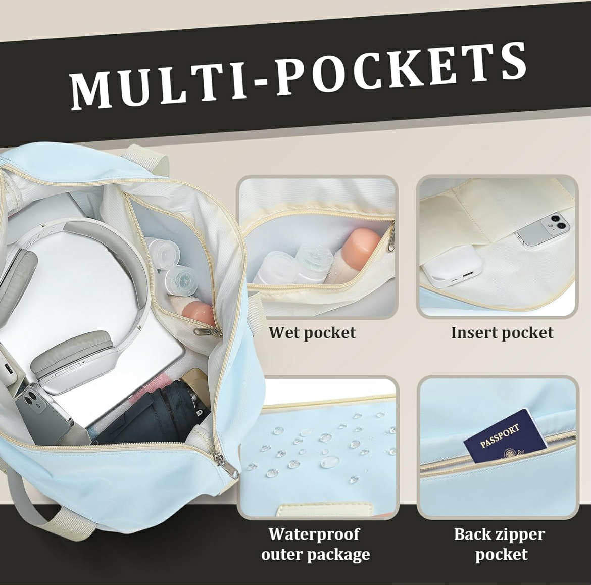 IMIOMO Sleek 20” Spinner Carry-On with TSA Lock - 3 Piece Set - Blue