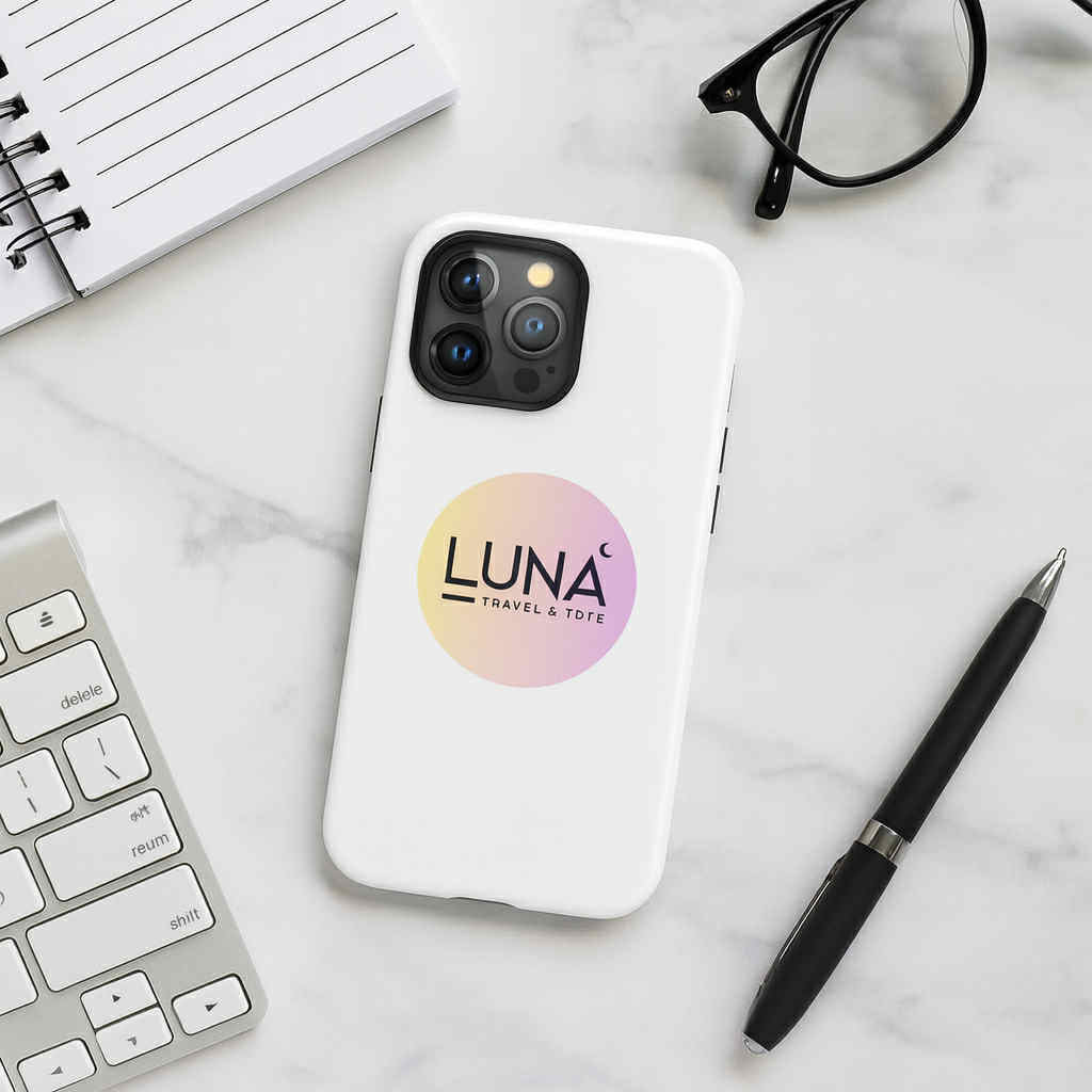 Tough Case for iPhone® 11 to 17 with Luna Travel & Tote Logo