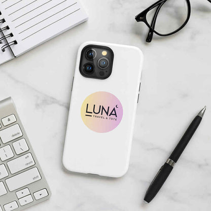 Tough Case for iPhone® 11 to 17 with Luna Travel & Tote Logo