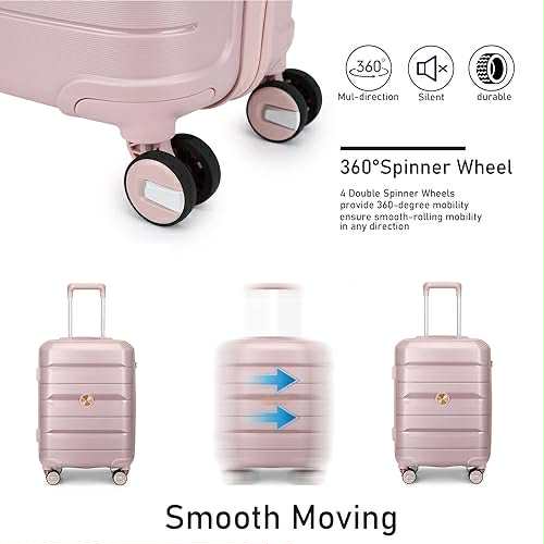 SOMAGO 3-Piece Spinner Luggage Set with TSA Lock – Nude Pink