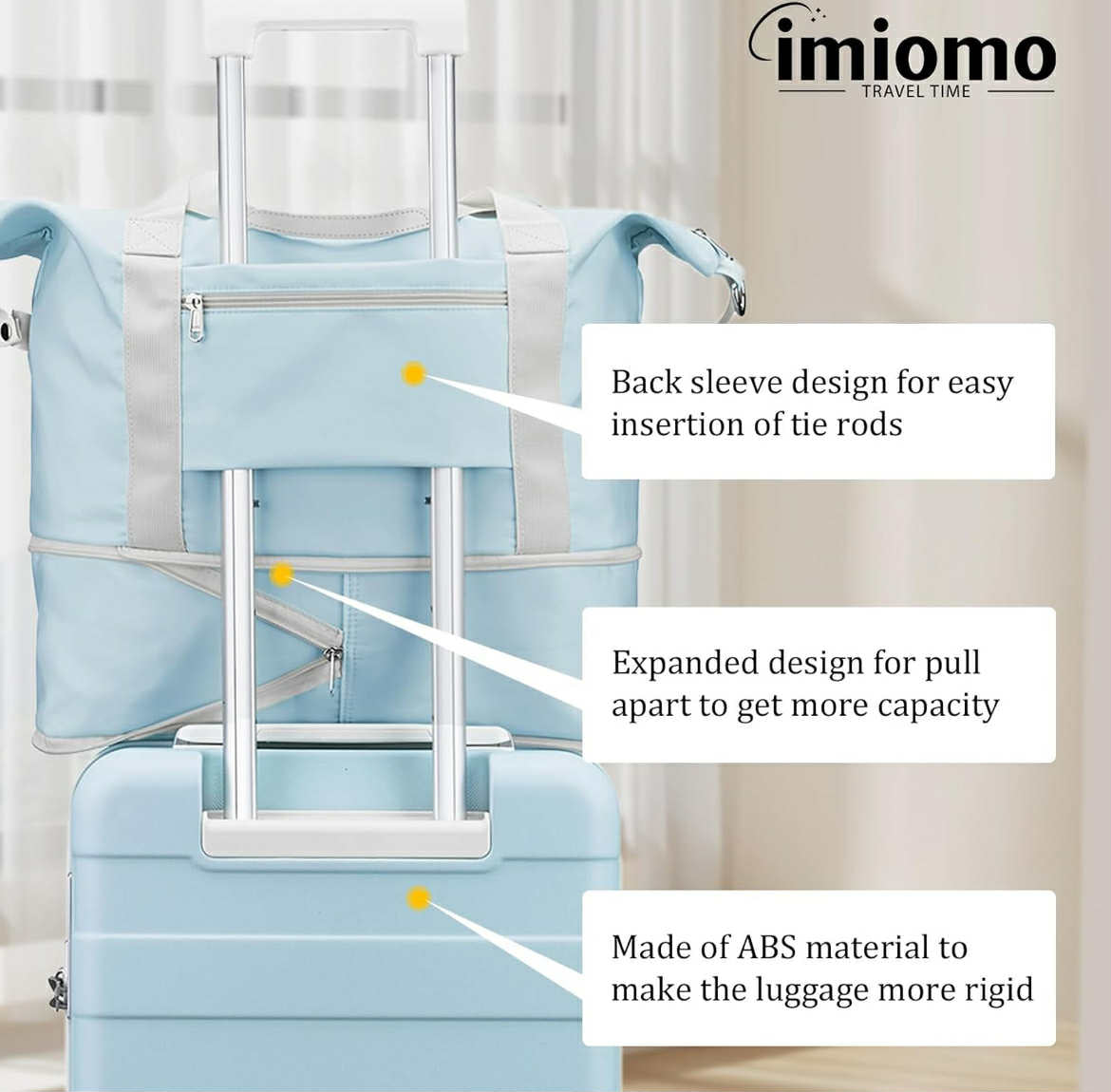 IMIOMO Sleek 20” Spinner Carry-On with TSA Lock - 3 Piece Set - Blue