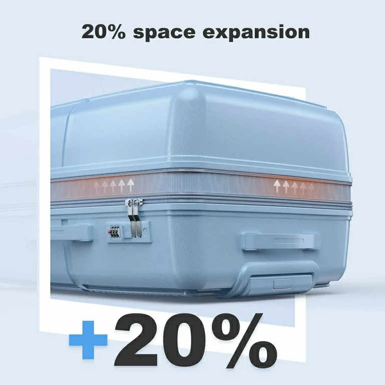 NAZHURA Lightweight Luggage Set 3-Piece with TSA Lock - Blue