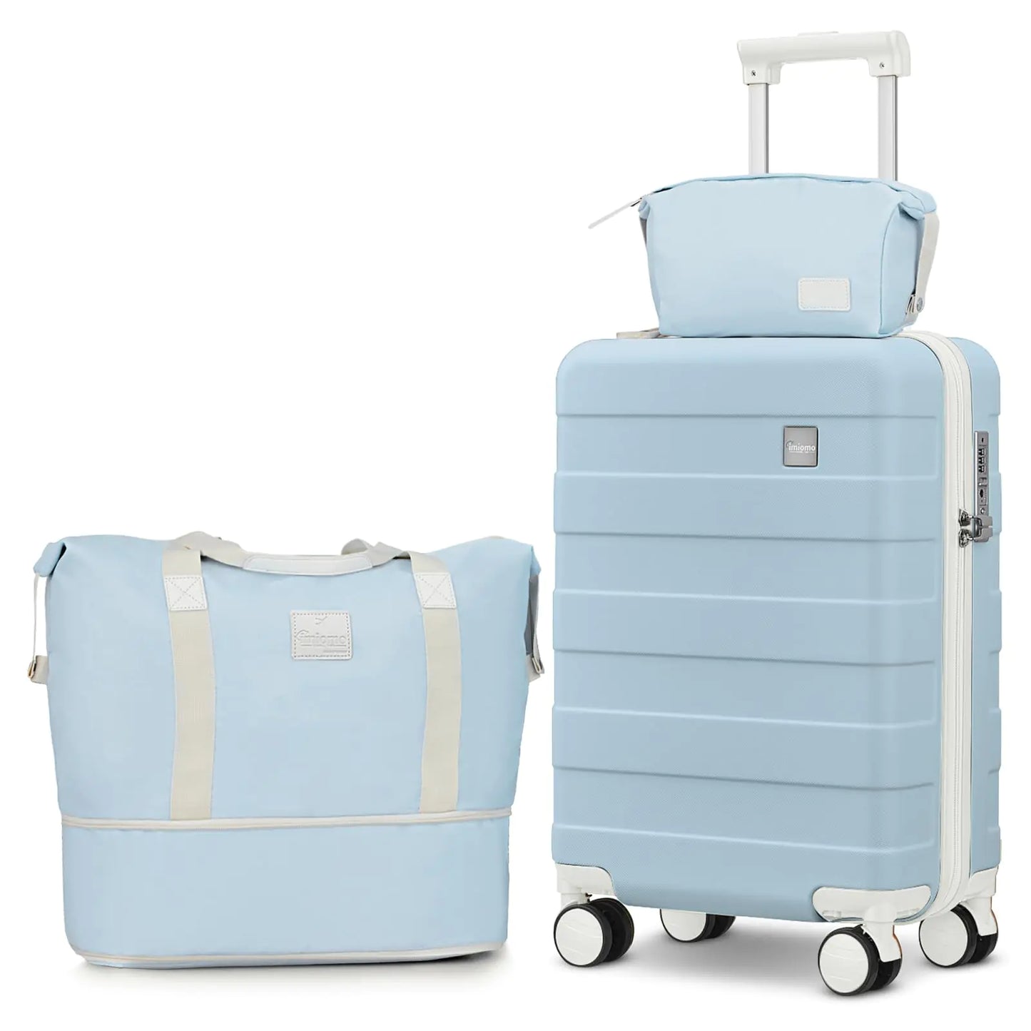 IMIOMO Sleek 20” Spinner Carry-On with TSA Lock - 3 Piece Set - Blue