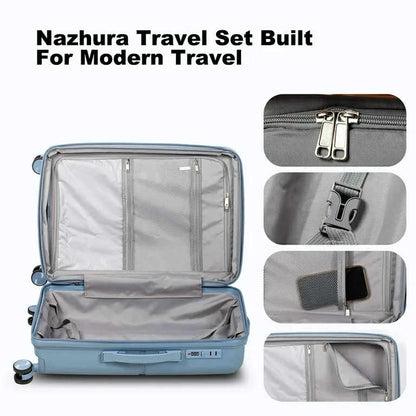 NAZHURA Lightweight Luggage Set 3-Piece with TSA Lock - Blue