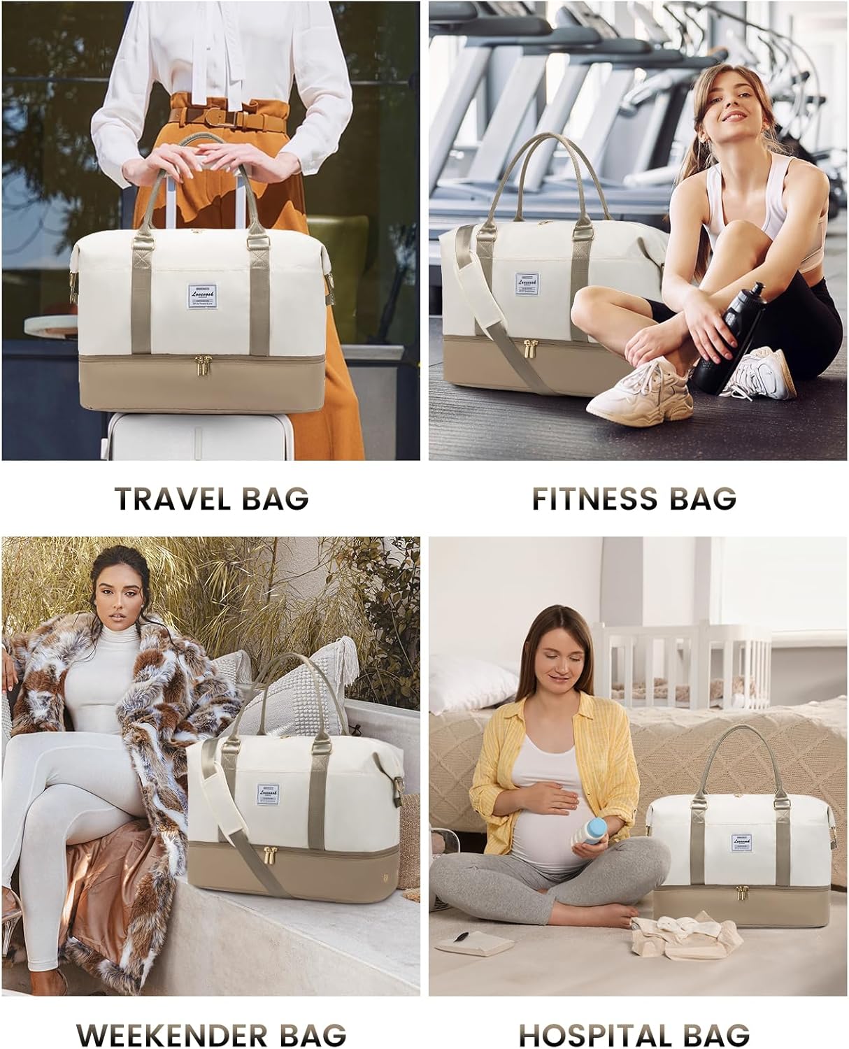 LOVEVOOK Weekender Travel Bag with Toiletry Bag & Shoe Compartment