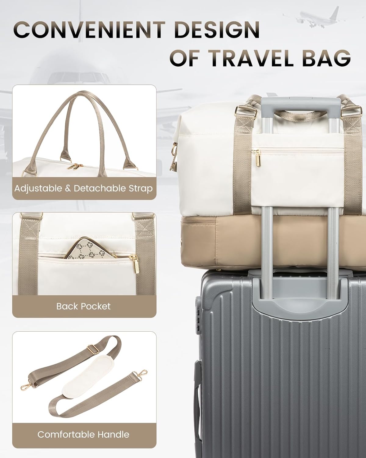 LOVEVOOK Weekender Travel Bag with Toiletry Bag & Shoe Compartment