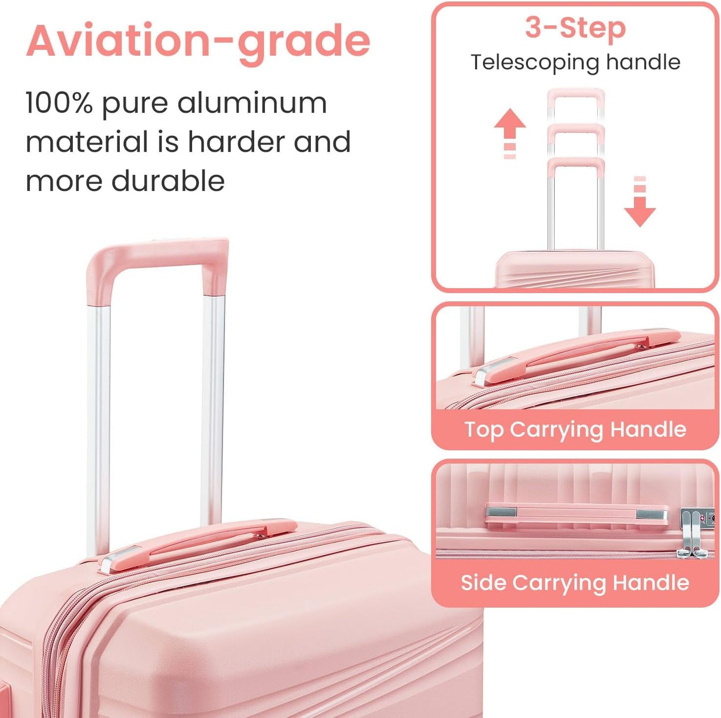 Xurwiin 4-Piece Expandable Stylish Spinner Luggage - Pink