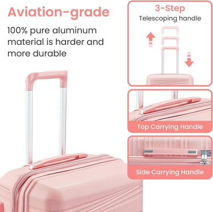Xurwiin 4-Piece Expandable Stylish Spinner Luggage - Pink