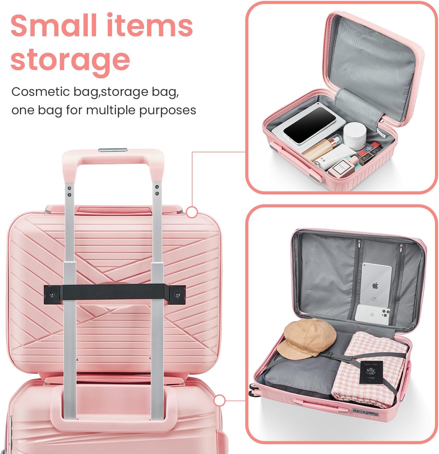 Xurwiin 4-Piece Expandable Stylish Spinner Luggage - Pink