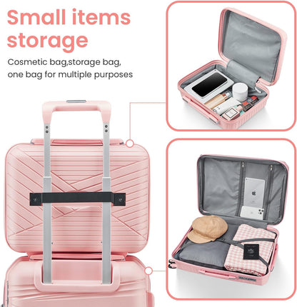 Xurwiin 4-Piece Expandable Stylish Spinner Luggage - Pink