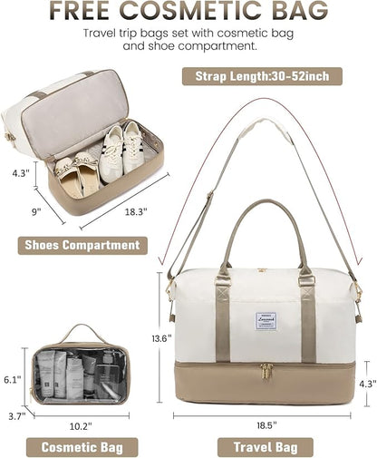 LOVEVOOK Weekender Travel Bag with Toiletry Bag & Shoe Compartment