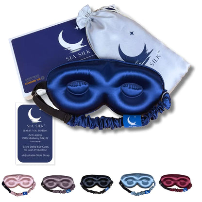 Sia 100% Silk Sleep Mask – Total Blackout & Lash-Friendly Luxury