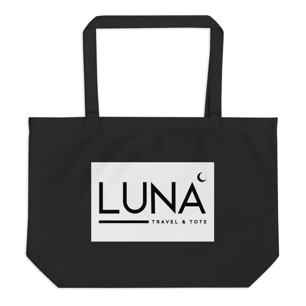 Large Eco Tote with Sleek Black/White Luna Travel & Tote Logo