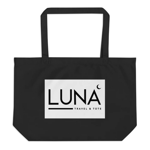 Large Eco Tote with Sleek Black/White Luna Travel & Tote Logo