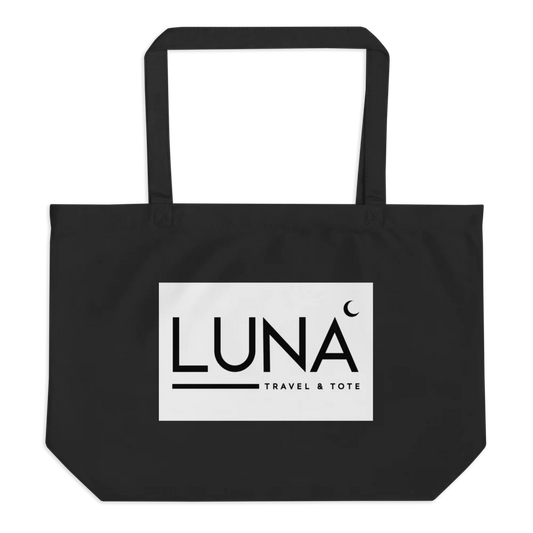 Large Eco Tote with Sleek Black/White Luna Travel & Tote Logo