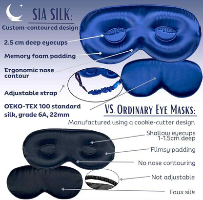 Sia 100% Silk Sleep Mask – Total Blackout & Lash-Friendly Luxury