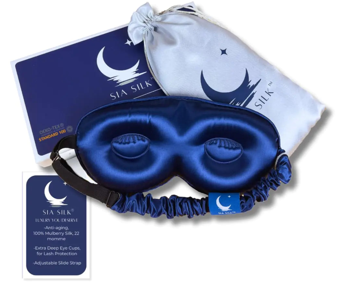 Sia 100% Silk Sleep Mask – Total Blackout & Lash-Friendly Luxury