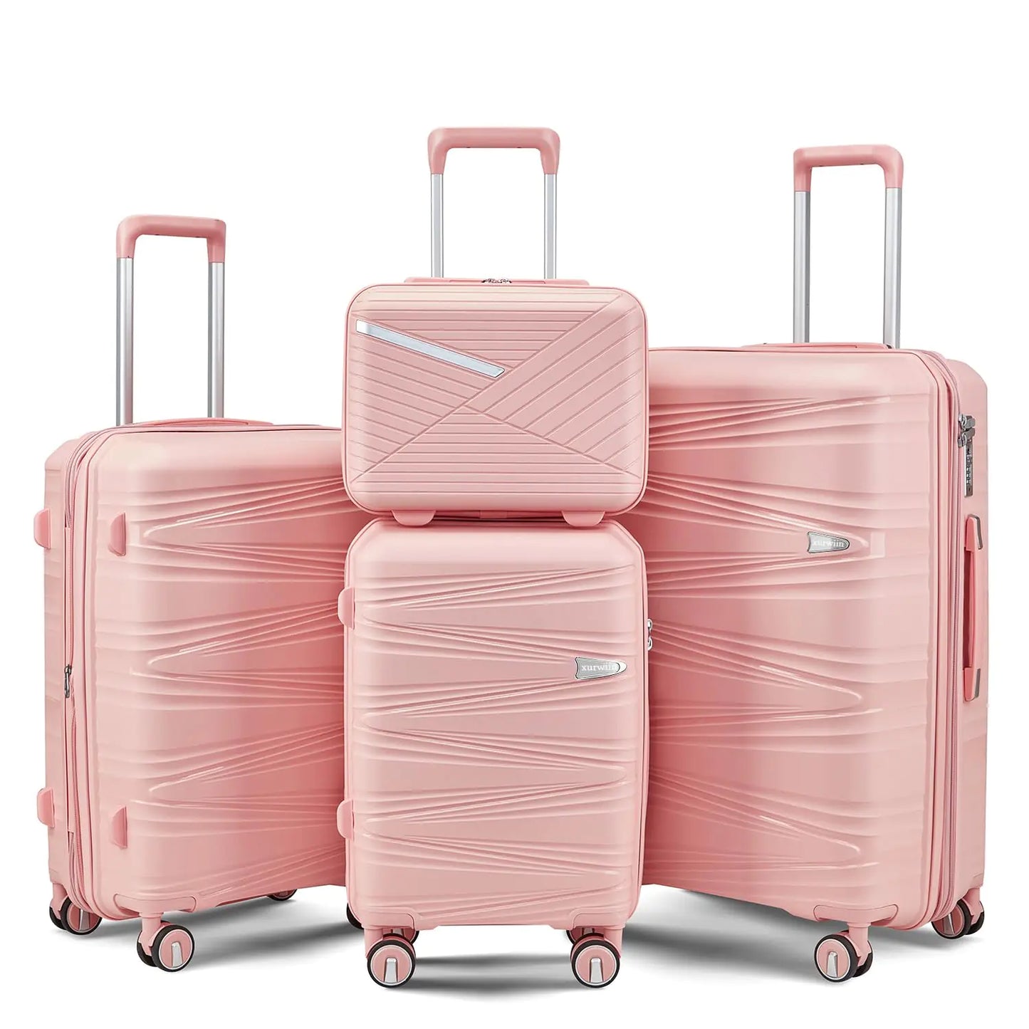 Xurwiin 4-Piece Expandable Stylish Spinner Luggage - Pink