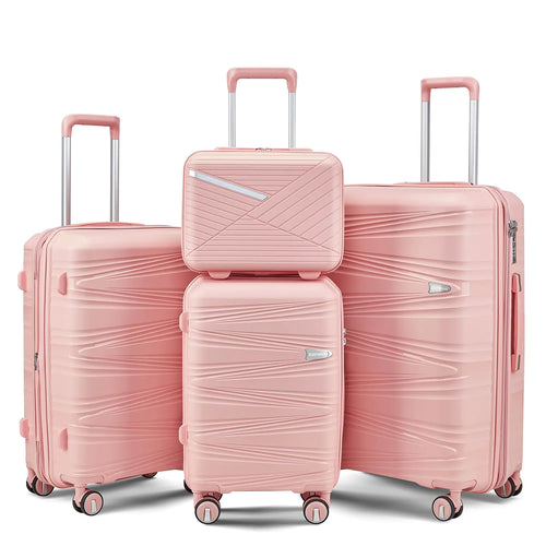 Xurwiin 4-Piece Expandable Stylish Spinner Luggage - Pink