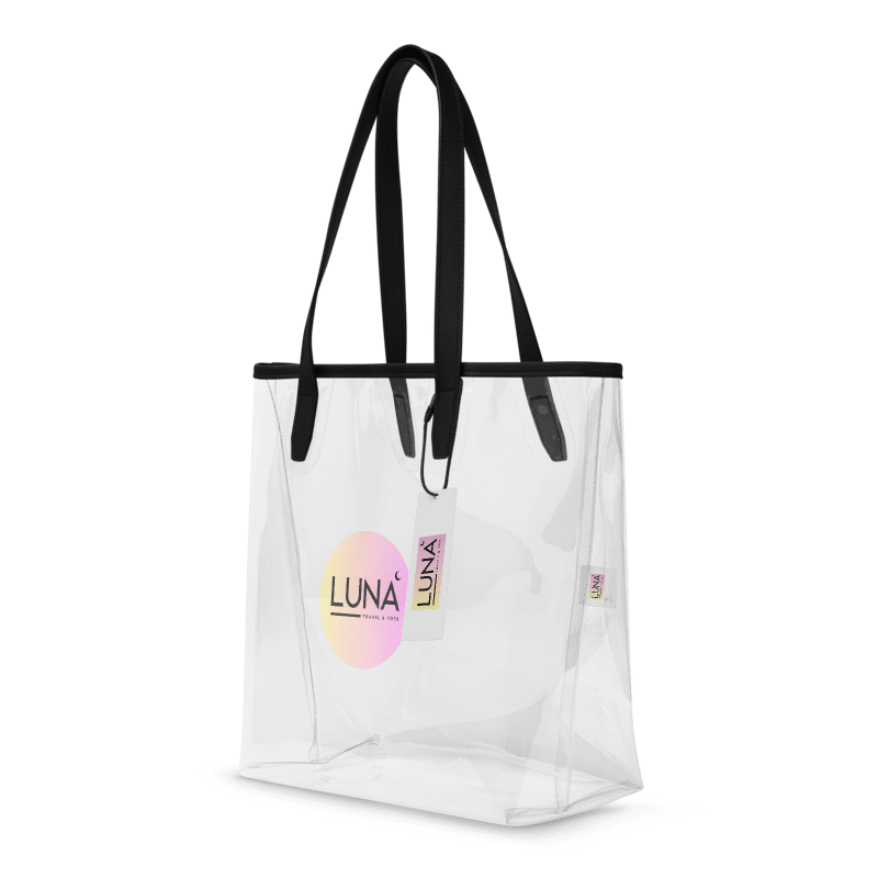 Chic Clear Tote Bag with Luna Travel & Tote Pink Logo