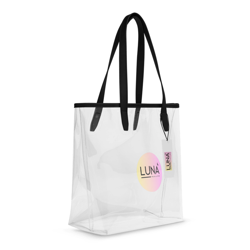Chic Clear Tote Bag with Luna Travel & Tote Pink Logo