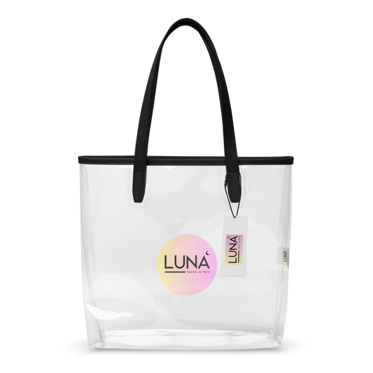 Chic Clear Tote Bag with Luna Travel & Tote Pink Logo