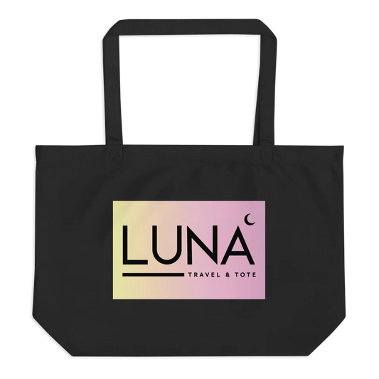 Large Eco Tote with Chic Pink/Yellow Luna Travel & Tote Logo
