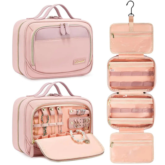 LOVEVOOK Chic Travel Toiletry & Jewelry Organizer Bag- Pink