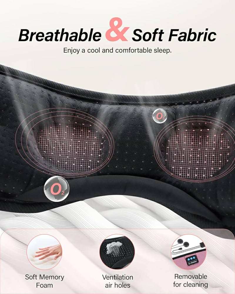 Sleep Mask 3D White Noise Sounds Inbulit or Connect Bluetooth Playlist