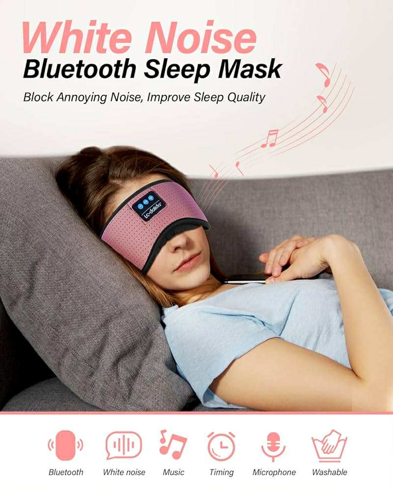 Sleep Mask 3D White Noise Sounds Inbulit or Connect Bluetooth Playlist