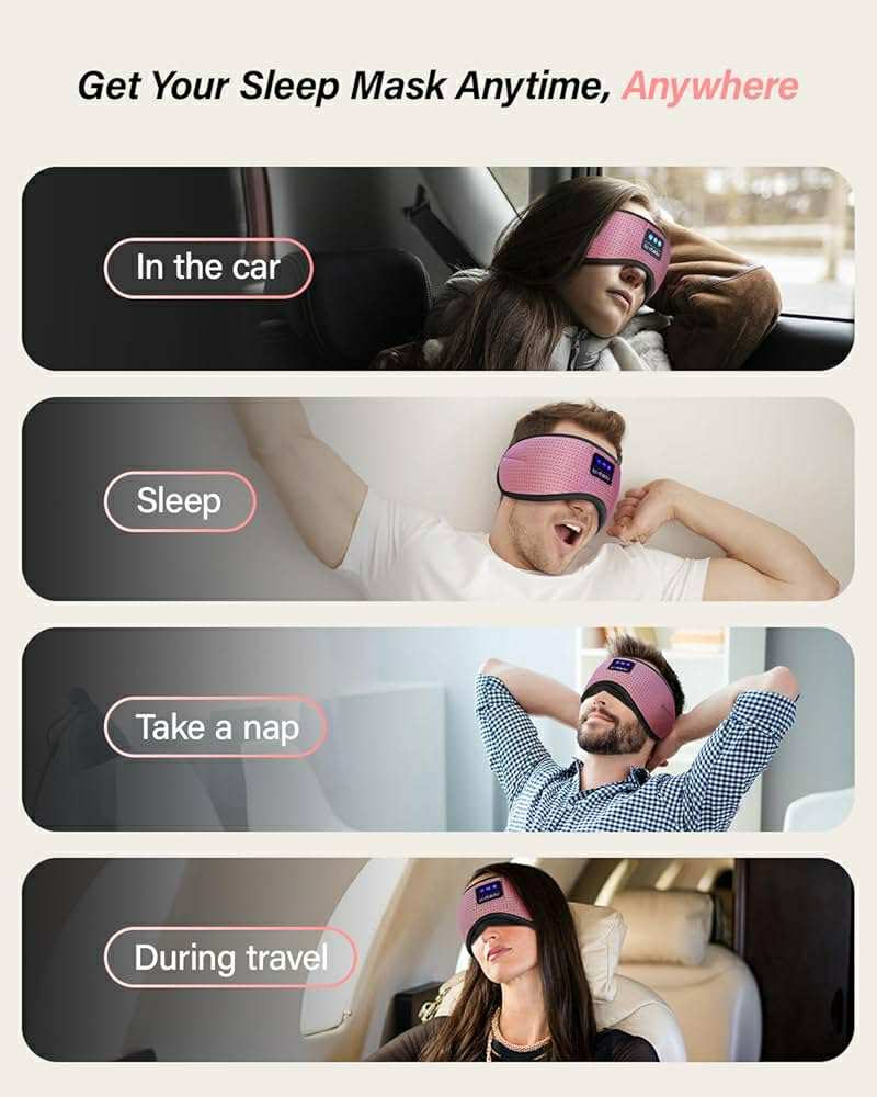 Sleep Mask 3D White Noise Sounds Inbulit or Connect Bluetooth Playlist