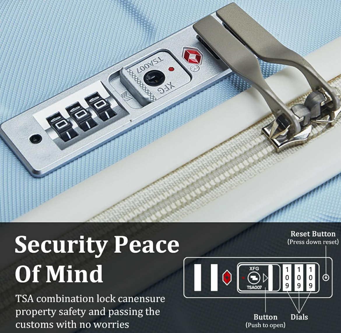 IMIOMO Sleek 20” Spinner Carry-On with TSA Lock - 3 Piece Set - Blue