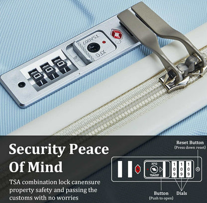 IMIOMO Sleek 20” Spinner Carry-On with TSA Lock - 3 Piece Set - Blue