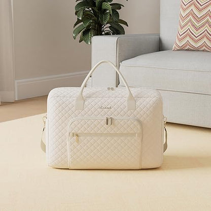 LOVEVOOK Quilted Weekender with Laptop Compartment and Toiletry Bag
