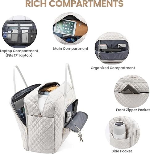 LOVEVOOK Quilted Weekender with Laptop Compartment and Toiletry Bag