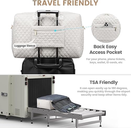 LOVEVOOK Quilted Weekender with Laptop Compartment and Toiletry Bag