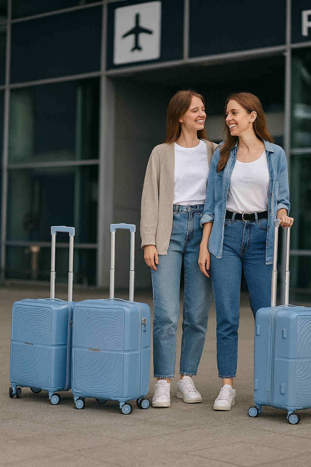 NAZHURA Lightweight Luggage Set 3-Piece with TSA Lock - Blue