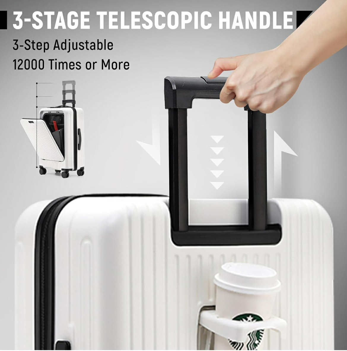 URBAN EXPLORER 20" Carry-On With USB/C Ports, Cup Holder & Front Access - White