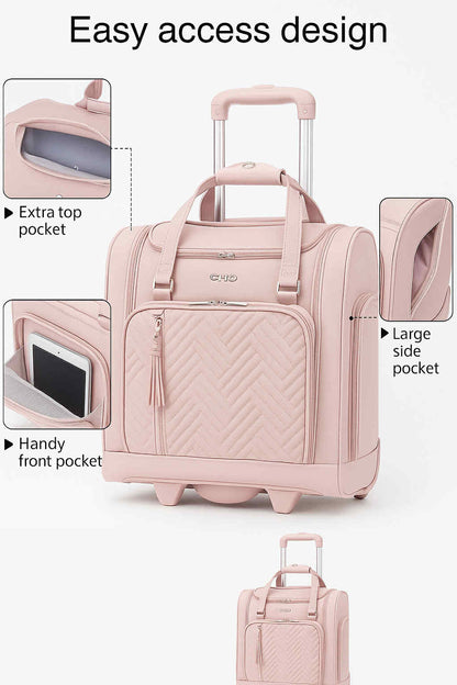 COOLIFE Stylish Softside Carry-On with USB Port and Matching Travel Tote - Pink