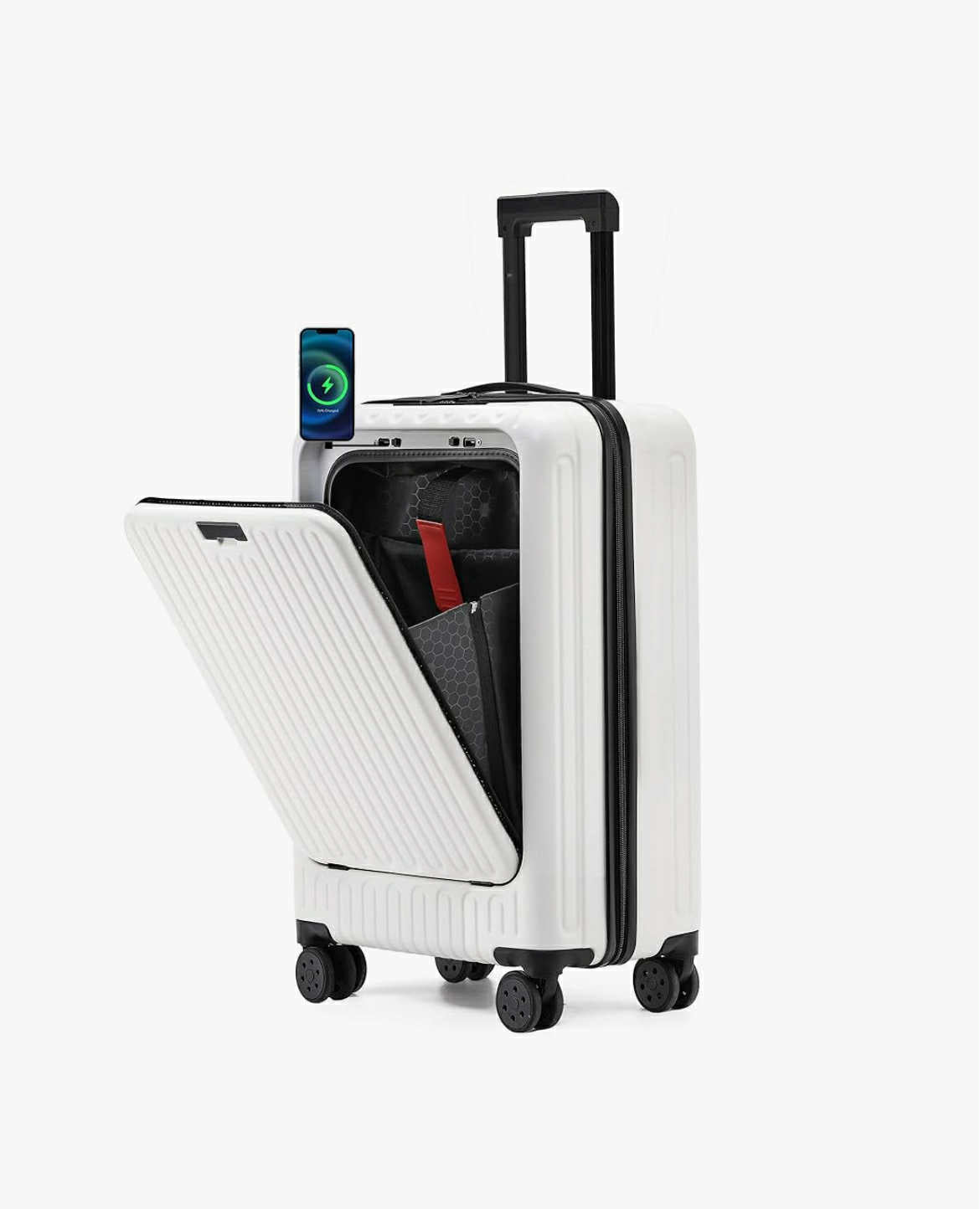 URBAN EXPLORER 20" Carry-On With USB/C Ports, Cup Holder & Front Access - White