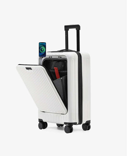 URBAN EXPLORER 20" Carry-On With USB/C Ports, Cup Holder & Front Access - White