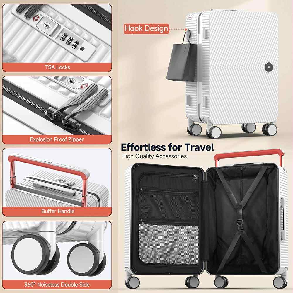 Lightweight Carry-On Hard Shell for Easy Travel - White