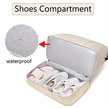 Chic Women's Weekender with Shoe Pocket - White & Cream