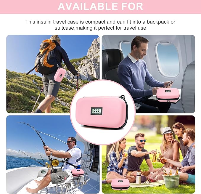 WULUMU Chic Pink Insulin Travel Cooler with Digital Display - TSA Approved